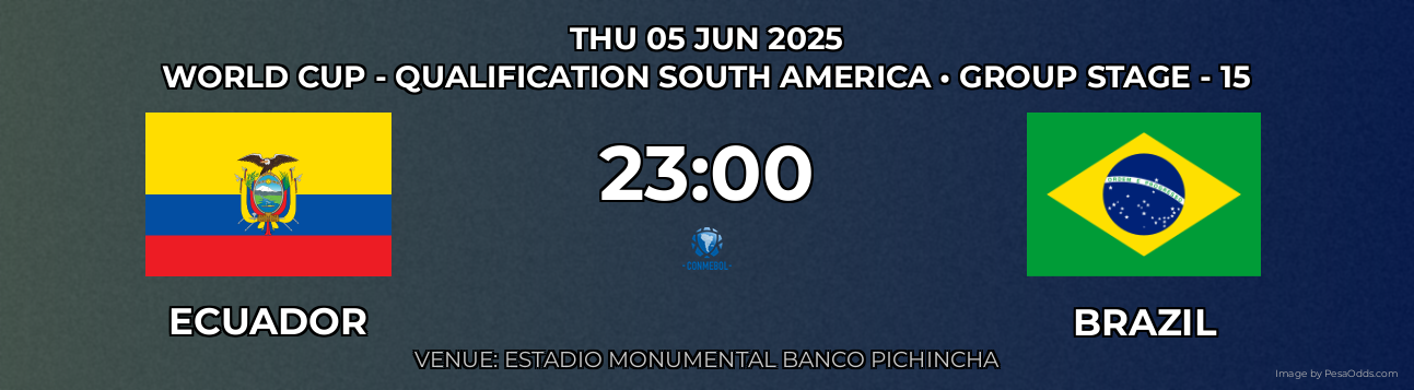 Ecuador vs Brazil Prediction match poster for World Cup - Qualification South America fixture on THU 05 JUN 2025