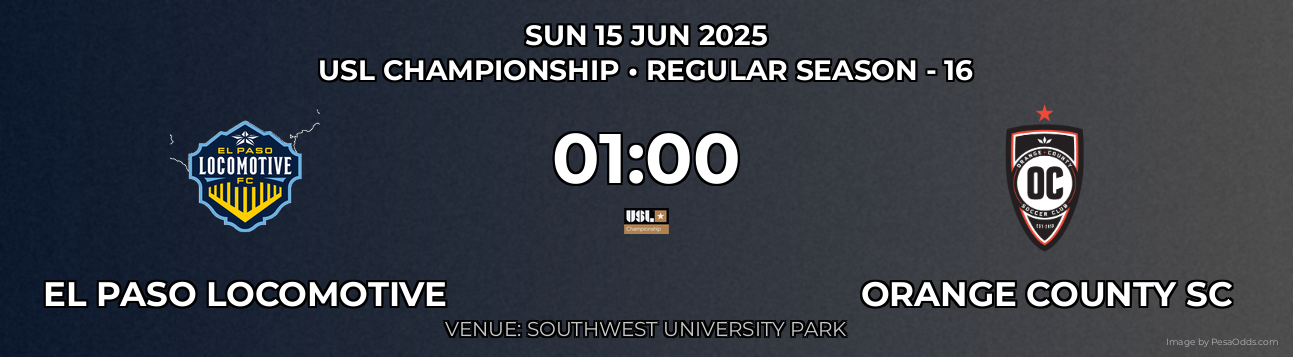 El Paso Locomotive vs Orange County SC Prediction match poster for USL Championship fixture on SUN 15 JUN 2025