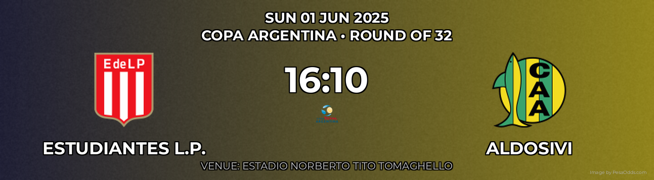 Estudiantes L.P. vs Aldosivi Prediction match poster for Copa Argentina fixture on SUN 01 JUN 2025