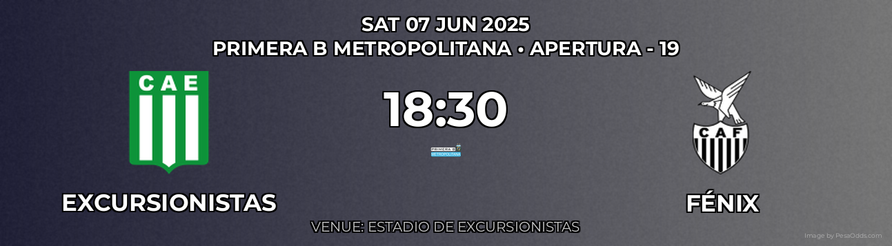 Excursionistas vs Fénix Prediction match poster for Primera B Metropolitana fixture on SAT 07 JUN 2025