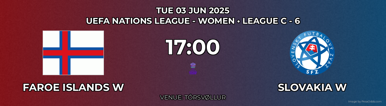 Faroe Islands W vs Slovakia W Prediction match poster for UEFA Nations League - Women fixture on TUE 03 JUN 2025