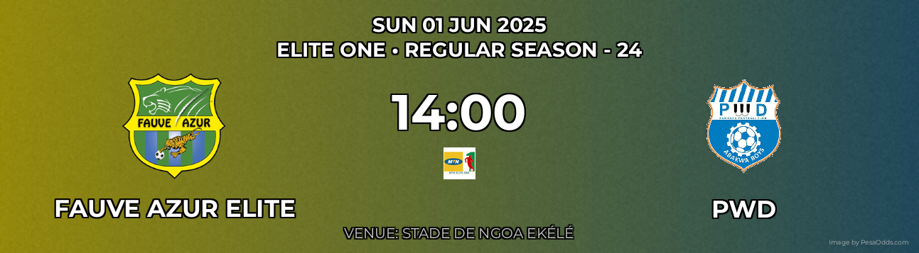 Fauve Azur Elite vs PWD Prediction match poster for Elite One fixture on SUN 01 JUN 2025
