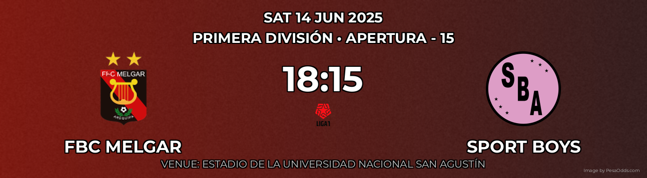 FBC Melgar vs Sport Boys Prediction match poster for Primera División fixture on SAT 14 JUN 2025