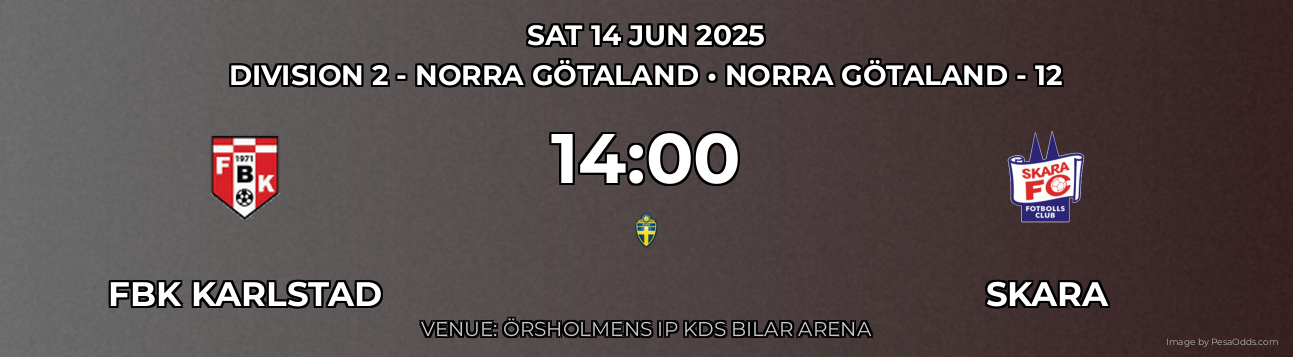 FBK Karlstad vs Skara Prediction match poster for Division 2 - Norra Götaland fixture on SAT 14 JUN 2025