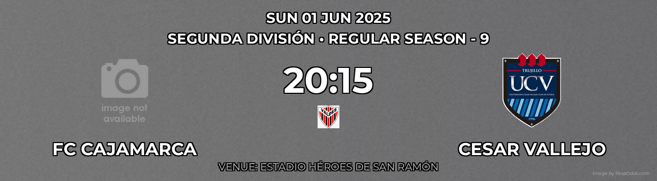 FC Cajamarca vs Cesar Vallejo Prediction match poster for Segunda División fixture on SUN 01 JUN 2025