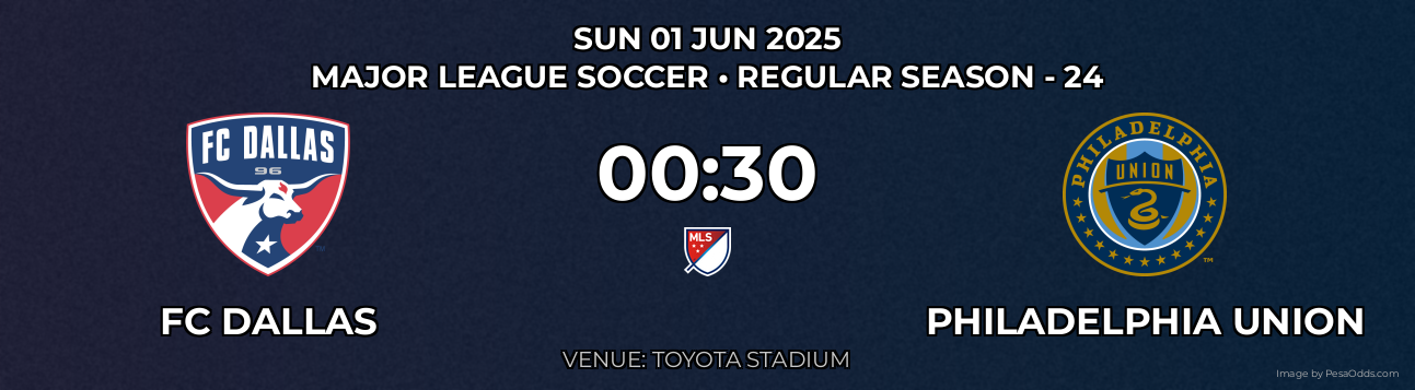 FC Dallas vs Philadelphia Union Prediction match poster for Major League Soccer fixture on SUN 01 JUN 2025