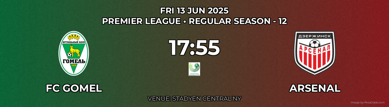 FC Gomel vs Arsenal Prediction match poster for Premier League fixture on FRI 13 JUN 2025