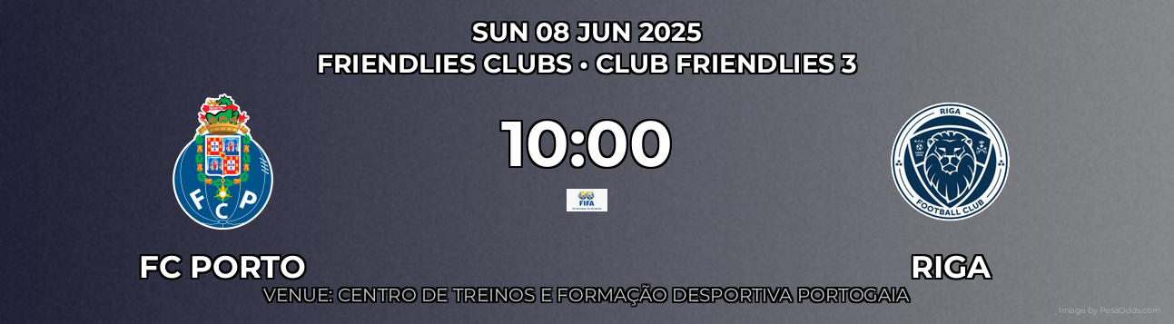 FC Porto vs Riga Prediction match poster for Friendlies Clubs fixture on SUN 08 JUN 2025