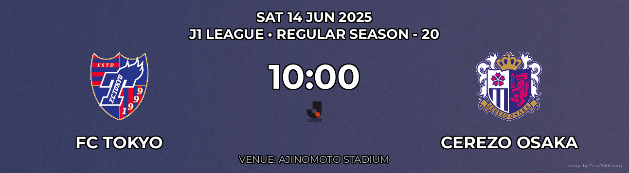 FC Tokyo vs Cerezo Osaka Prediction match poster for J1 League fixture on SAT 14 JUN 2025