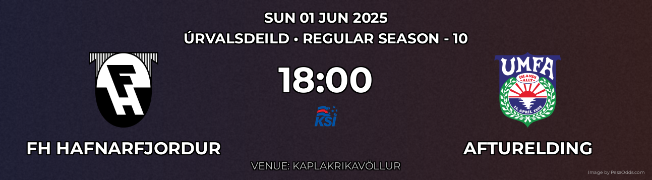 FH hafnarfjordur vs Afturelding Prediction match poster for Úrvalsdeild fixture on SUN 01 JUN 2025