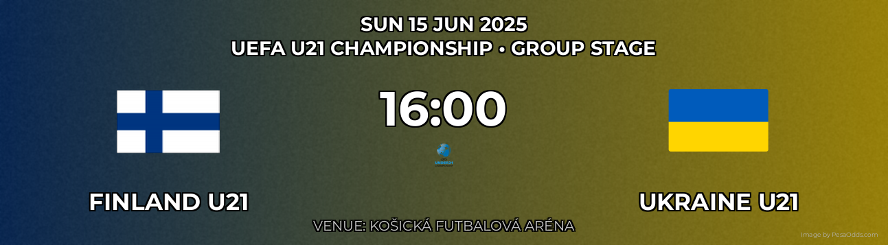 Finland U21 vs Ukraine U21 Prediction match poster for UEFA U21 Championship fixture on SUN 15 JUN 2025