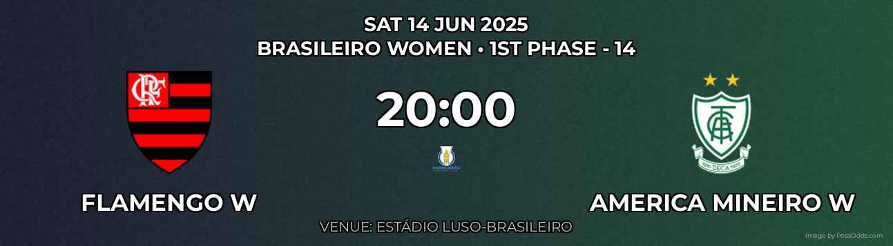 Flamengo W vs America Mineiro W Prediction match poster for Brasileiro Women fixture on SAT 14 JUN 2025