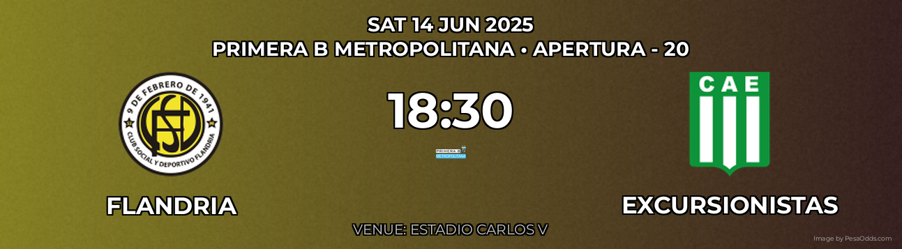 Flandria vs Excursionistas Prediction match poster for Primera B Metropolitana fixture on SAT 14 JUN 2025