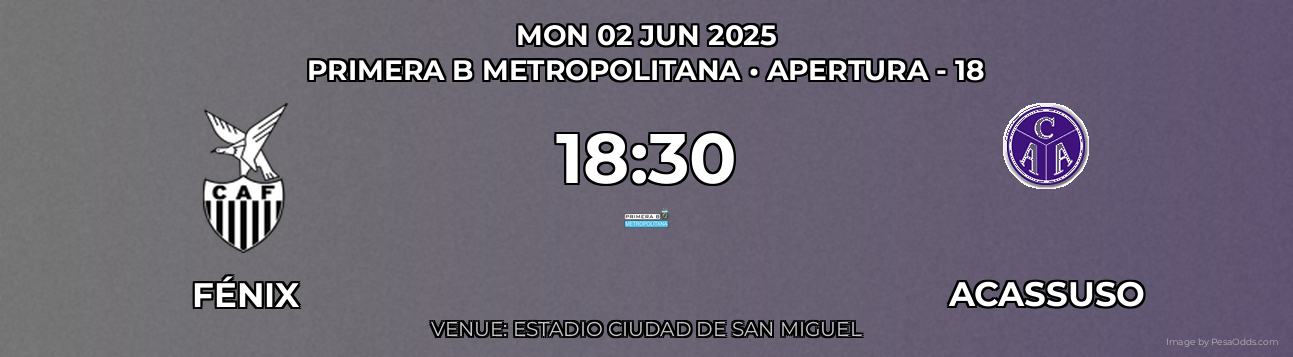 Fénix vs Acassuso Prediction match poster for Primera B Metropolitana fixture on MON 02 JUN 2025