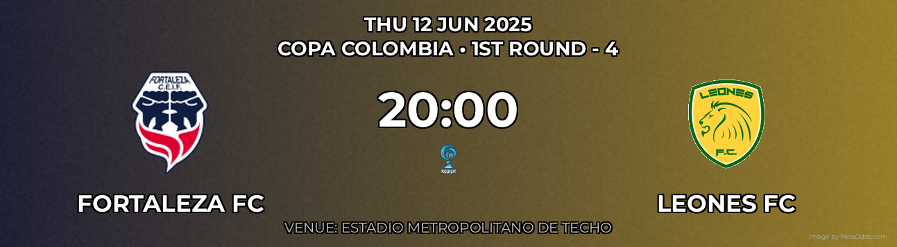 Fortaleza FC vs Leones FC Prediction match poster for Copa Colombia fixture on THU 12 JUN 2025