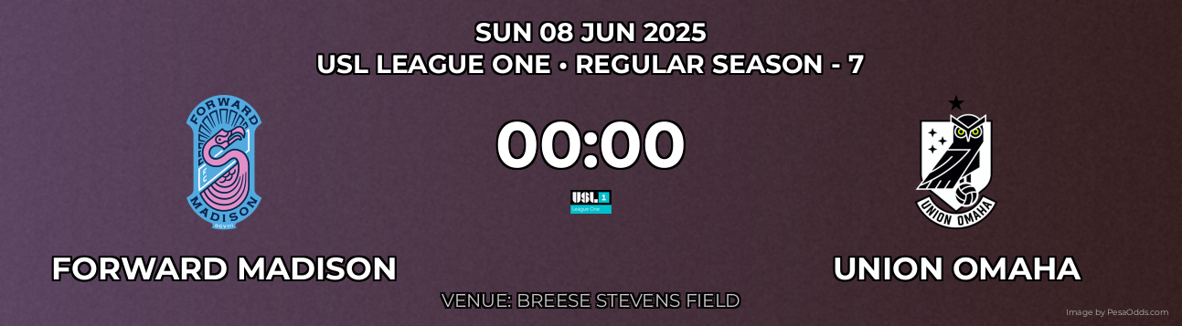 Forward Madison vs Union Omaha Prediction match poster for USL League One fixture on SUN 08 JUN 2025