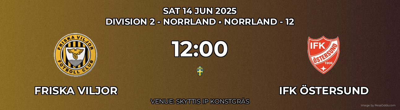 Friska Viljor vs IFK Östersund Prediction match poster for Division 2 - Norrland fixture on SAT 14 JUN 2025