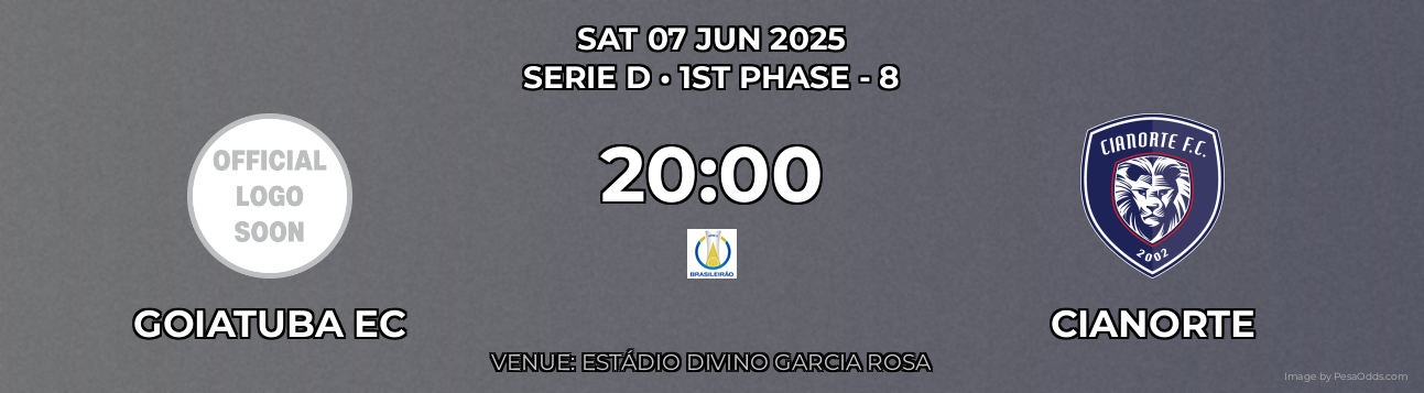 Goiatuba EC vs Cianorte Prediction match poster for Serie D fixture on SAT 07 JUN 2025