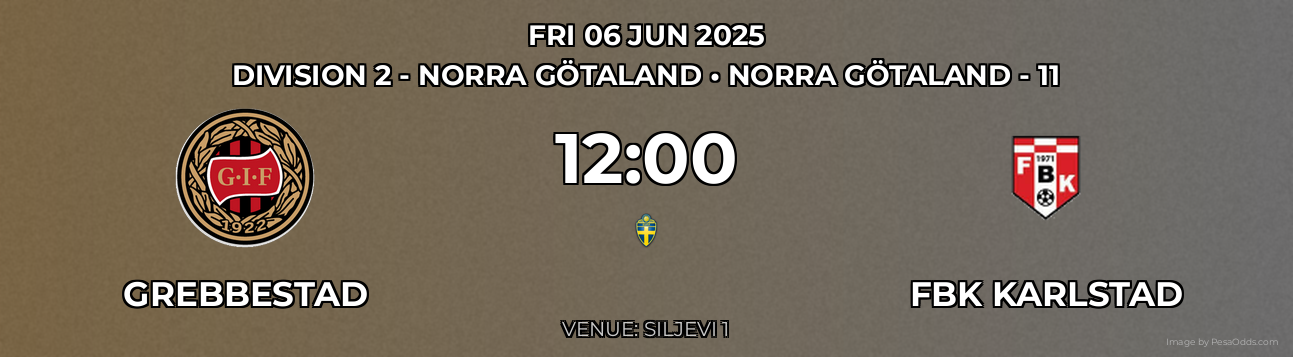 Grebbestad vs FBK Karlstad Prediction match poster for Division 2 - Norra Götaland fixture on FRI 06 JUN 2025