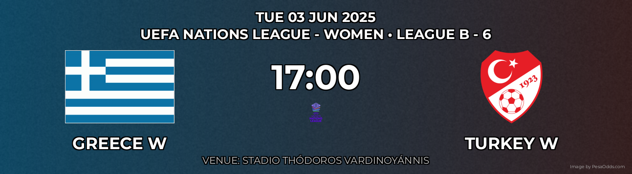 Greece W vs Turkey W Prediction match poster for UEFA Nations League - Women fixture on TUE 03 JUN 2025