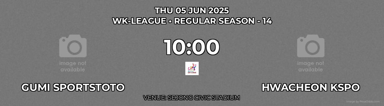 Gumi Sportstoto vs Hwacheon KSPO Prediction match poster for WK-League fixture on THU 05 JUN 2025