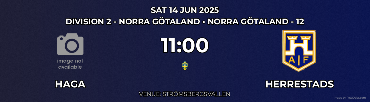 Haga vs Herrestads Prediction match poster for Division 2 - Norra Götaland fixture on SAT 14 JUN 2025