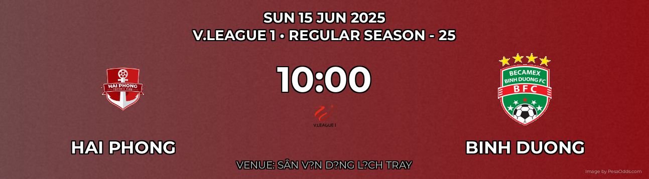 Hai Phong vs Binh Duong Prediction match poster for V.League 1 fixture on SUN 15 JUN 2025