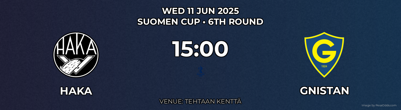 Haka vs Gnistan Prediction match poster for Suomen Cup fixture on WED 11 JUN 2025