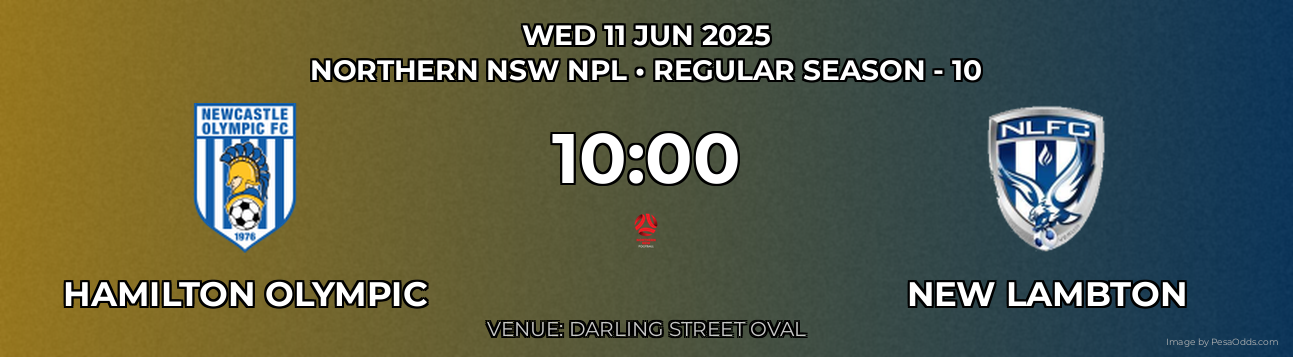Hamilton Olympic vs New Lambton Prediction match poster for Northern NSW NPL fixture on WED 11 JUN 2025
