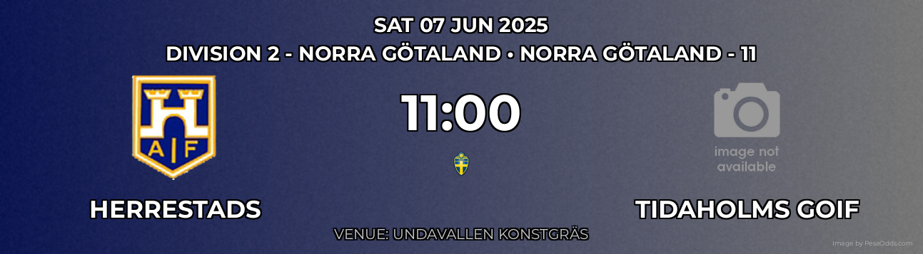 Herrestads vs Tidaholms GoIF Prediction match poster for Division 2 - Norra Götaland fixture on SAT 07 JUN 2025