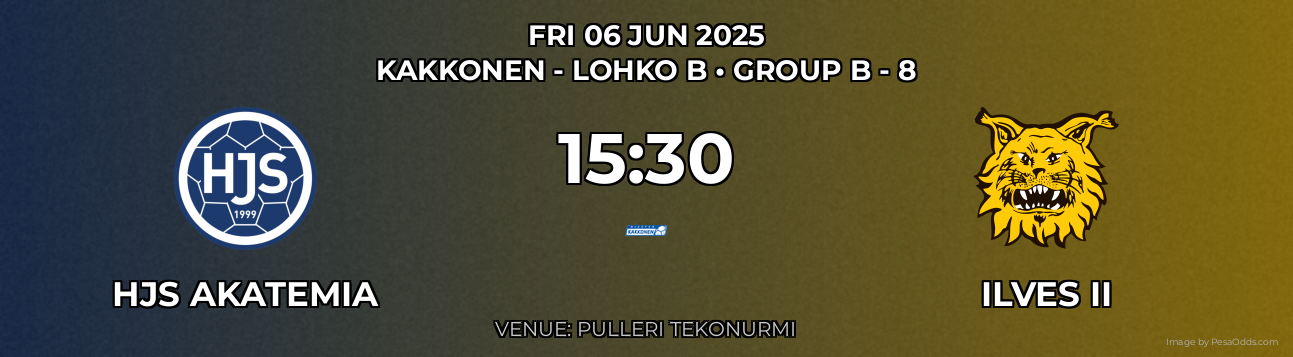 HJS Akatemia vs Ilves II Prediction match poster for Kakkonen - Lohko B fixture on FRI 06 JUN 2025
