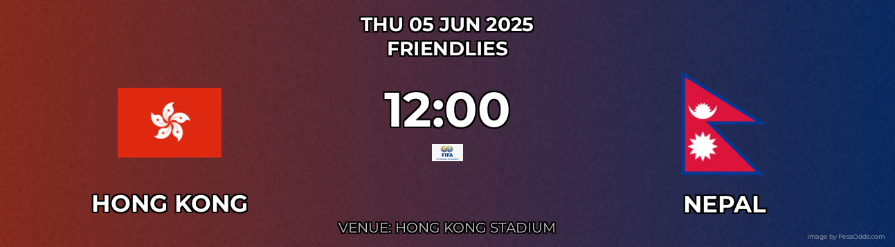 Hong Kong vs Nepal Prediction match poster for Friendlies fixture on THU 05 JUN 2025