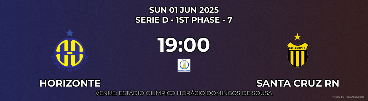 Horizonte vs Santa Cruz RN Prediction match poster for Serie D fixture on SUN 01 JUN 2025