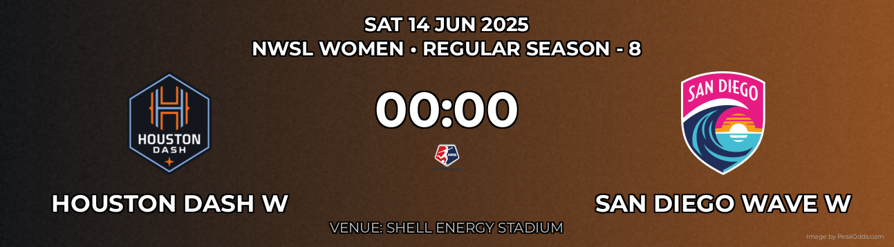 Houston Dash W vs San Diego Wave W Prediction match poster for NWSL Women fixture on SAT 14 JUN 2025