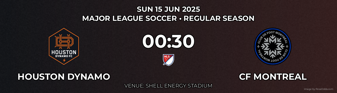 Houston Dynamo vs CF Montreal Prediction match poster for Major League Soccer fixture on SUN 15 JUN 2025