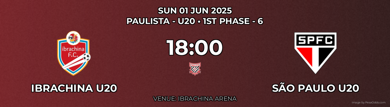 Ibrachina U20 vs São Paulo U20 Prediction match poster for Paulista - U20 fixture on SUN 01 JUN 2025