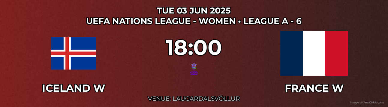 Iceland W vs France W Prediction match poster for UEFA Nations League - Women fixture on TUE 03 JUN 2025