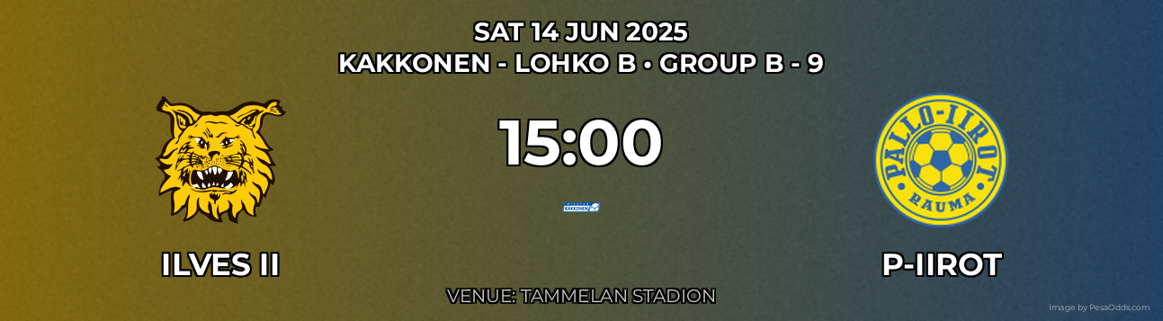 Ilves II vs P-Iirot Prediction match poster for Kakkonen - Lohko B fixture on SAT 14 JUN 2025