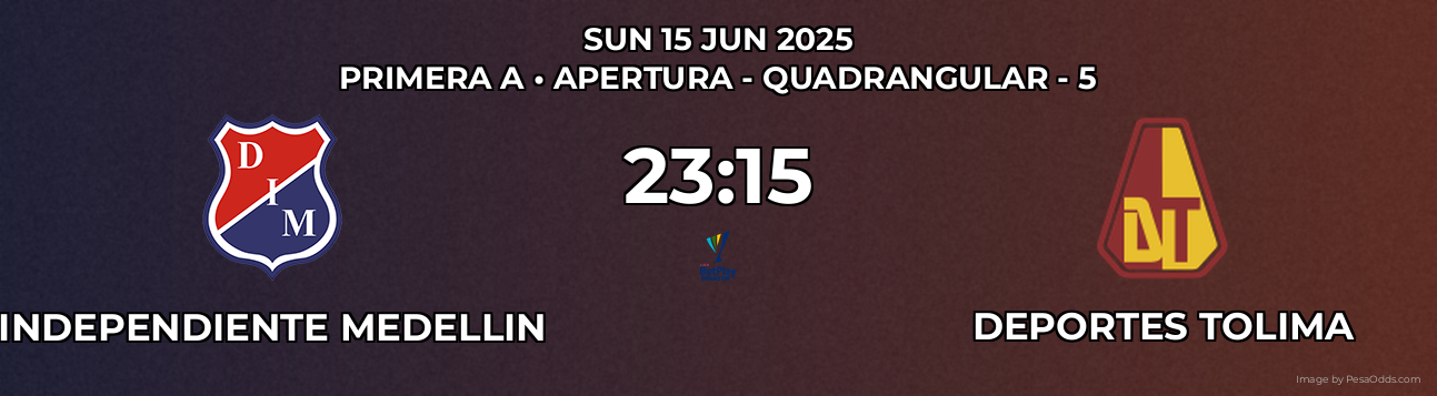 Independiente Medellin vs Deportes Tolima Prediction match poster for Primera A fixture on SUN 15 JUN 2025