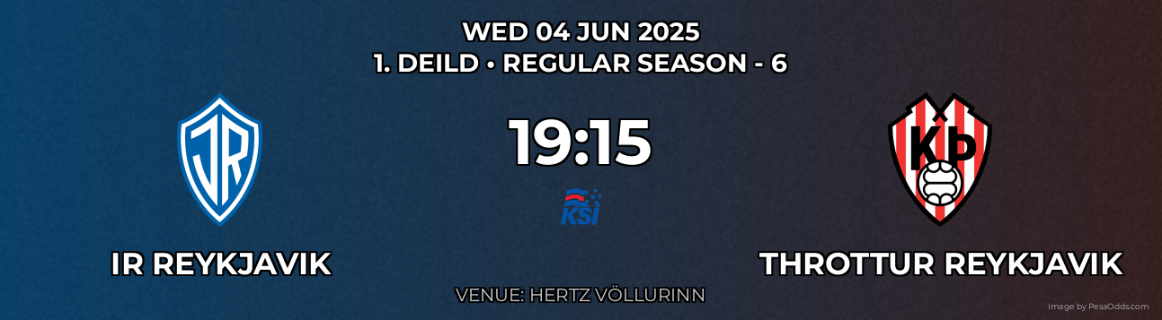 IR Reykjavik vs Throttur Reykjavik Prediction match poster for 1. Deild fixture on WED 04 JUN 2025