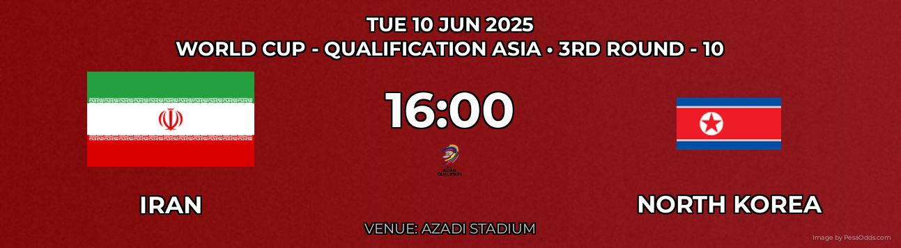 Iran vs North Korea Prediction match poster for World Cup - Qualification Asia fixture on TUE 10 JUN 2025
