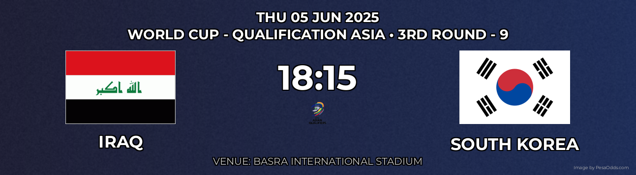 Iraq vs South Korea Prediction match poster for World Cup - Qualification Asia fixture on THU 05 JUN 2025