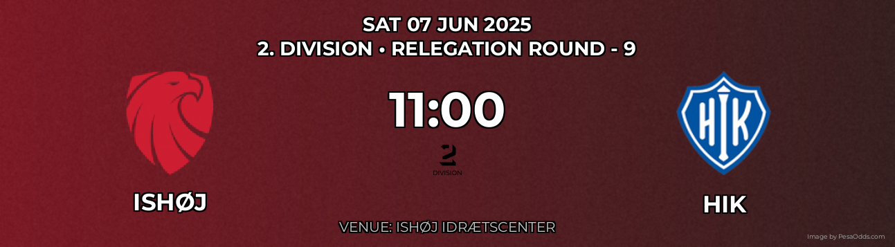 Ishøj vs HIK Prediction match poster for 2. Division fixture on SAT 07 JUN 2025