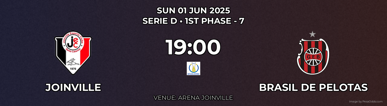Joinville vs Brasil DE Pelotas Prediction match poster for Serie D fixture on SUN 01 JUN 2025