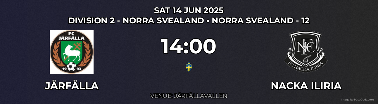 Järfälla vs Nacka Iliria Prediction match poster for Division 2 - Norra Svealand fixture on SAT 14 JUN 2025