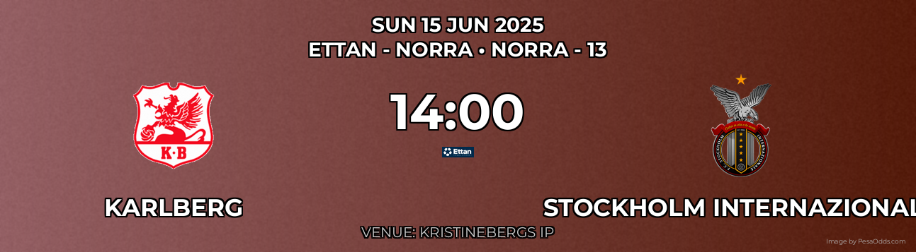 Karlberg vs Stockholm Internazionale Prediction match poster for Ettan - Norra fixture on SUN 15 JUN 2025