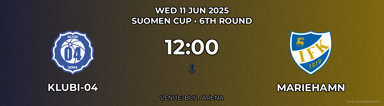 Klubi-04 vs Mariehamn Prediction match poster for Suomen Cup fixture on WED 11 JUN 2025