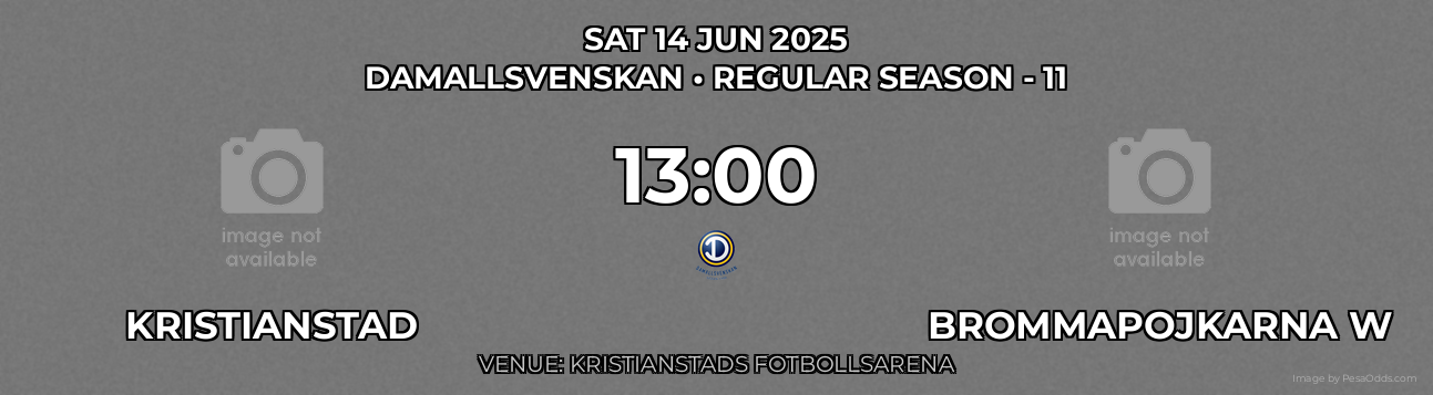 Kristianstad vs Brommapojkarna W Prediction match poster for Damallsvenskan fixture on SAT 14 JUN 2025