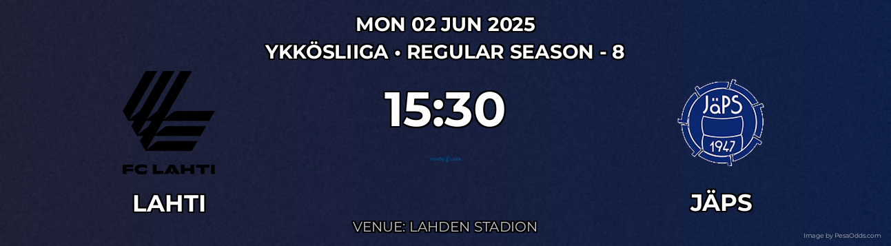 Lahti vs JäPS Prediction match poster for Ykkösliiga fixture on MON 02 JUN 2025
