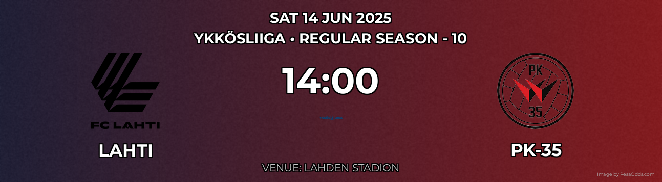 Lahti vs PK-35 Prediction match poster for Ykkösliiga fixture on SAT 14 JUN 2025